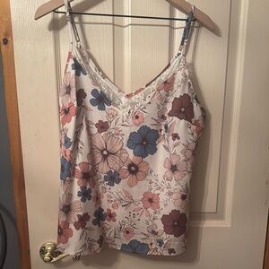 SHEIN Pink and White Fitted Camisole Top